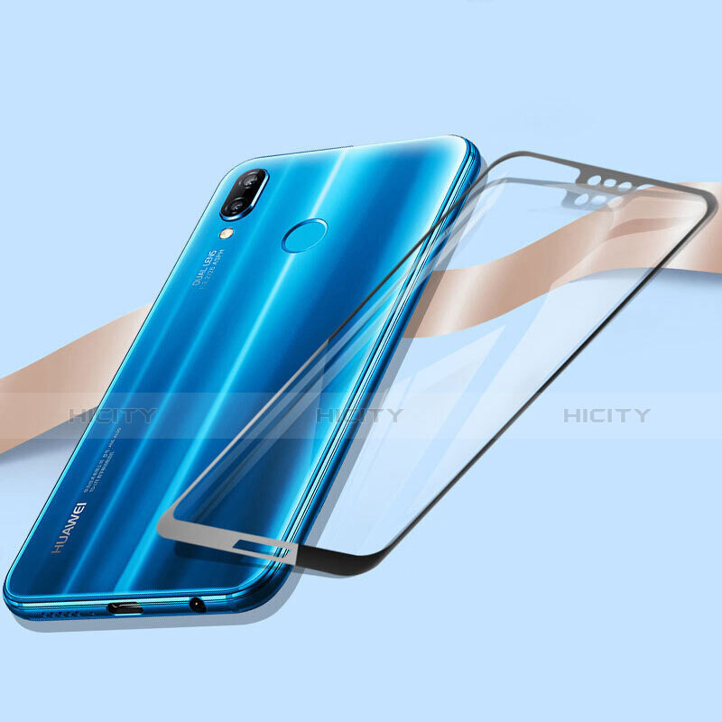 Schutzfolie Full Coverage Displayschutzfolie Panzerfolie Skins zum Aufkleben Gehärtetes Glas Glasfolie F02 für Huawei Nova 3e Schwarz