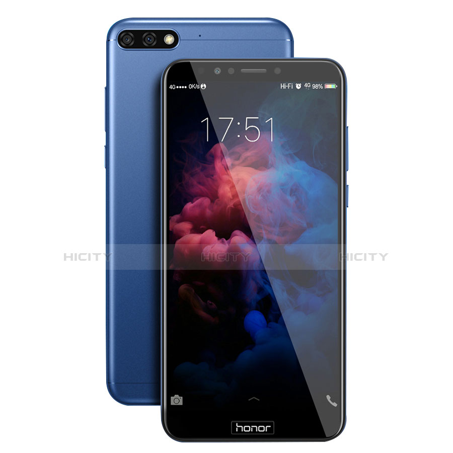 Schutzfolie Full Coverage Displayschutzfolie Panzerfolie Skins zum Aufkleben Gehärtetes Glas Glasfolie F02 für Huawei Y7 (2018) Schwarz