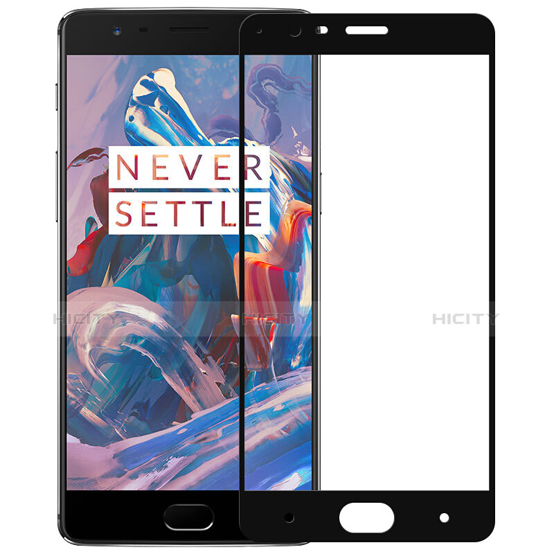 Schutzfolie Full Coverage Displayschutzfolie Panzerfolie Skins zum Aufkleben Gehärtetes Glas Glasfolie F02 für OnePlus 3 Schwarz