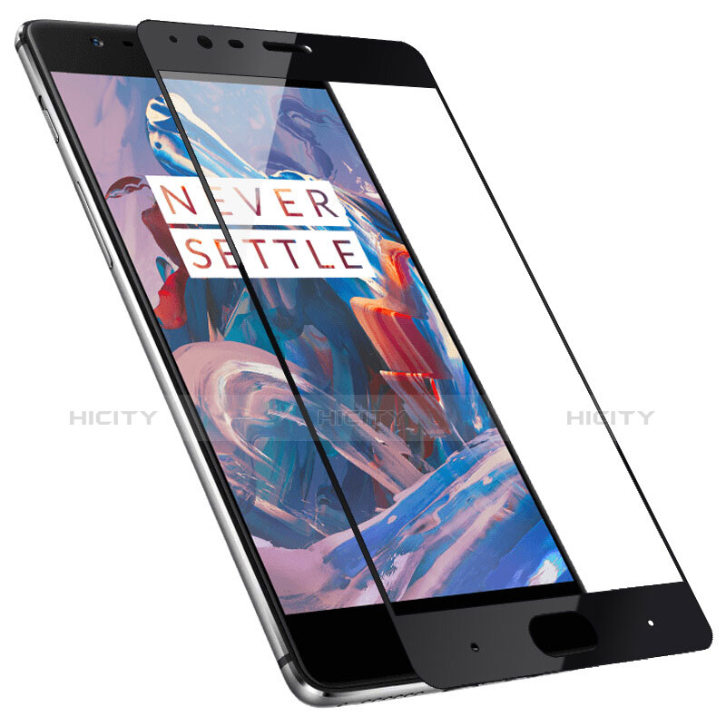 Schutzfolie Full Coverage Displayschutzfolie Panzerfolie Skins zum Aufkleben Gehärtetes Glas Glasfolie F02 für OnePlus 3 Schwarz