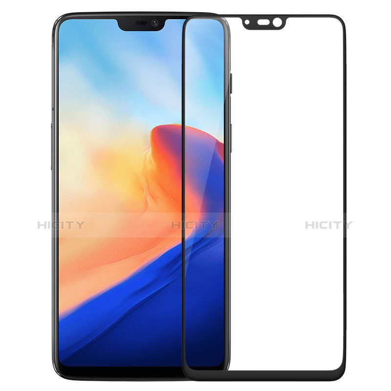 Schutzfolie Full Coverage Displayschutzfolie Panzerfolie Skins zum Aufkleben Gehärtetes Glas Glasfolie F02 für OnePlus 6 Schwarz