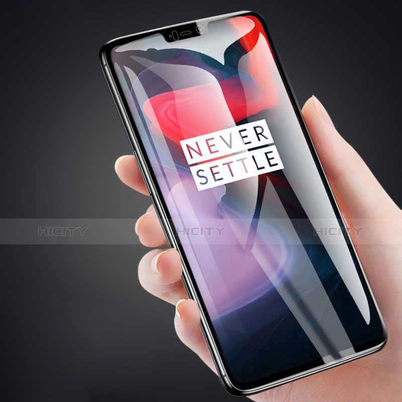 Schutzfolie Full Coverage Displayschutzfolie Panzerfolie Skins zum Aufkleben Gehärtetes Glas Glasfolie F02 für OnePlus 6 Schwarz