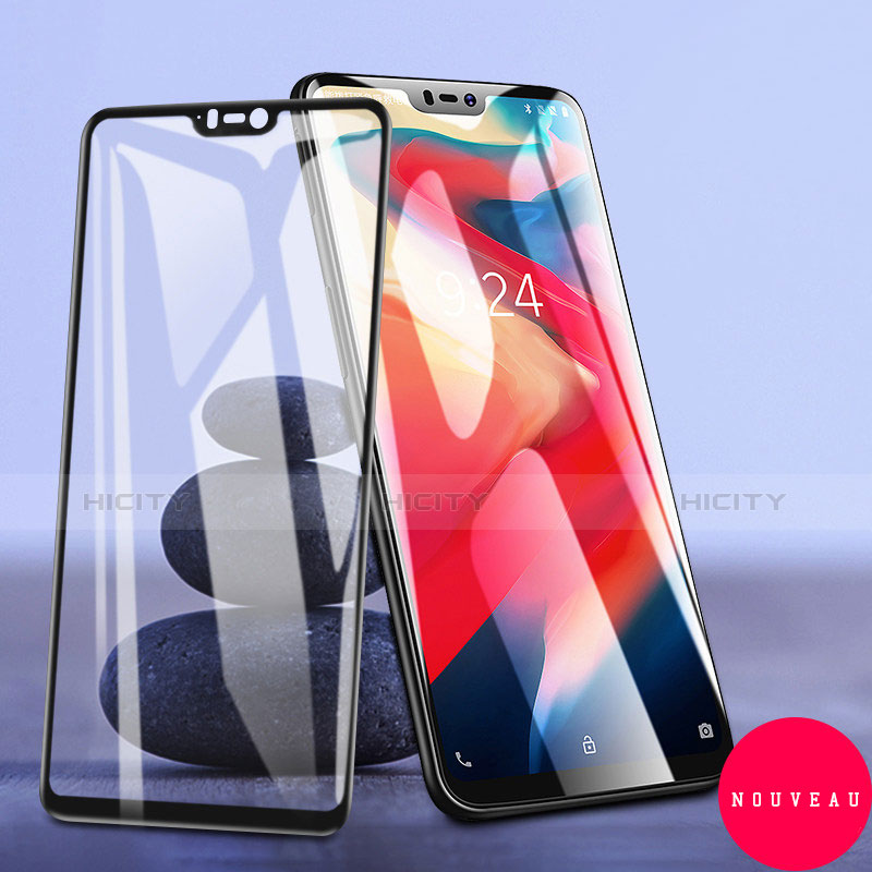 Schutzfolie Full Coverage Displayschutzfolie Panzerfolie Skins zum Aufkleben Gehärtetes Glas Glasfolie F02 für OnePlus 6 Schwarz