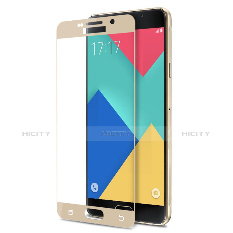 Schutzfolie Full Coverage Displayschutzfolie Panzerfolie Skins zum Aufkleben Gehärtetes Glas Glasfolie F02 für Samsung Galaxy A9 (2016) A9000 Gold