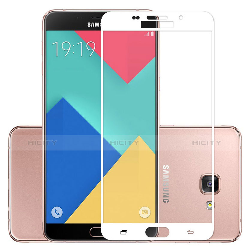 Schutzfolie Full Coverage Displayschutzfolie Panzerfolie Skins zum Aufkleben Gehärtetes Glas Glasfolie F02 für Samsung Galaxy A9 (2016) A9000 Weiß