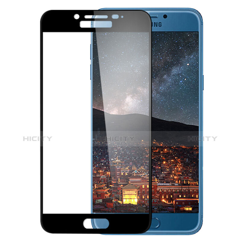 Schutzfolie Full Coverage Displayschutzfolie Panzerfolie Skins zum Aufkleben Gehärtetes Glas Glasfolie F02 für Samsung Galaxy C5 Pro C5010 Schwarz