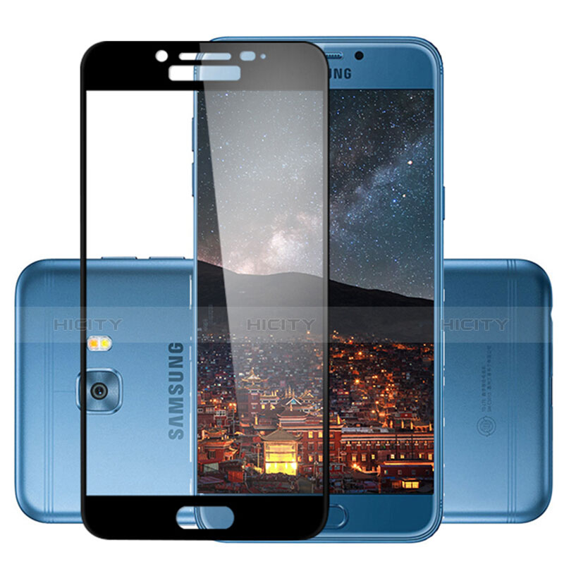 Schutzfolie Full Coverage Displayschutzfolie Panzerfolie Skins zum Aufkleben Gehärtetes Glas Glasfolie F02 für Samsung Galaxy C5 Pro C5010 Schwarz