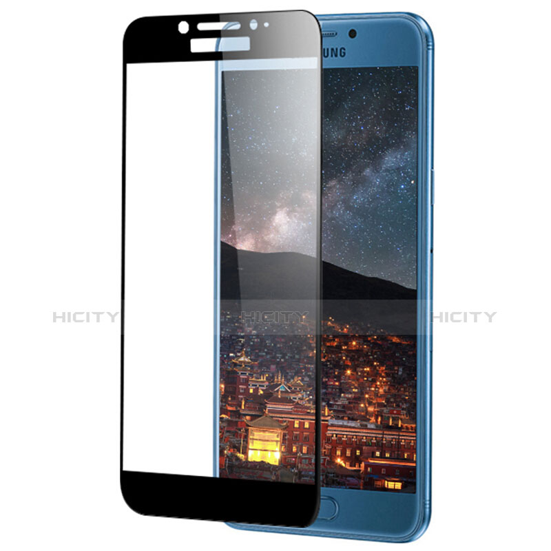 Schutzfolie Full Coverage Displayschutzfolie Panzerfolie Skins zum Aufkleben Gehärtetes Glas Glasfolie F02 für Samsung Galaxy C5 Pro C5010 Schwarz