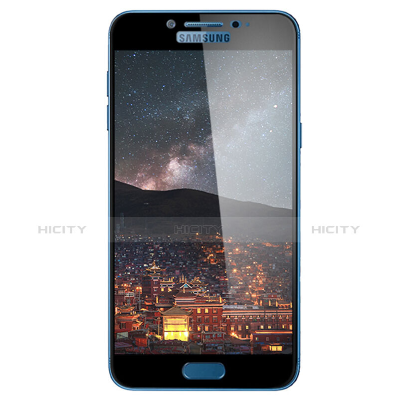 Schutzfolie Full Coverage Displayschutzfolie Panzerfolie Skins zum Aufkleben Gehärtetes Glas Glasfolie F02 für Samsung Galaxy C5 Pro C5010 Schwarz