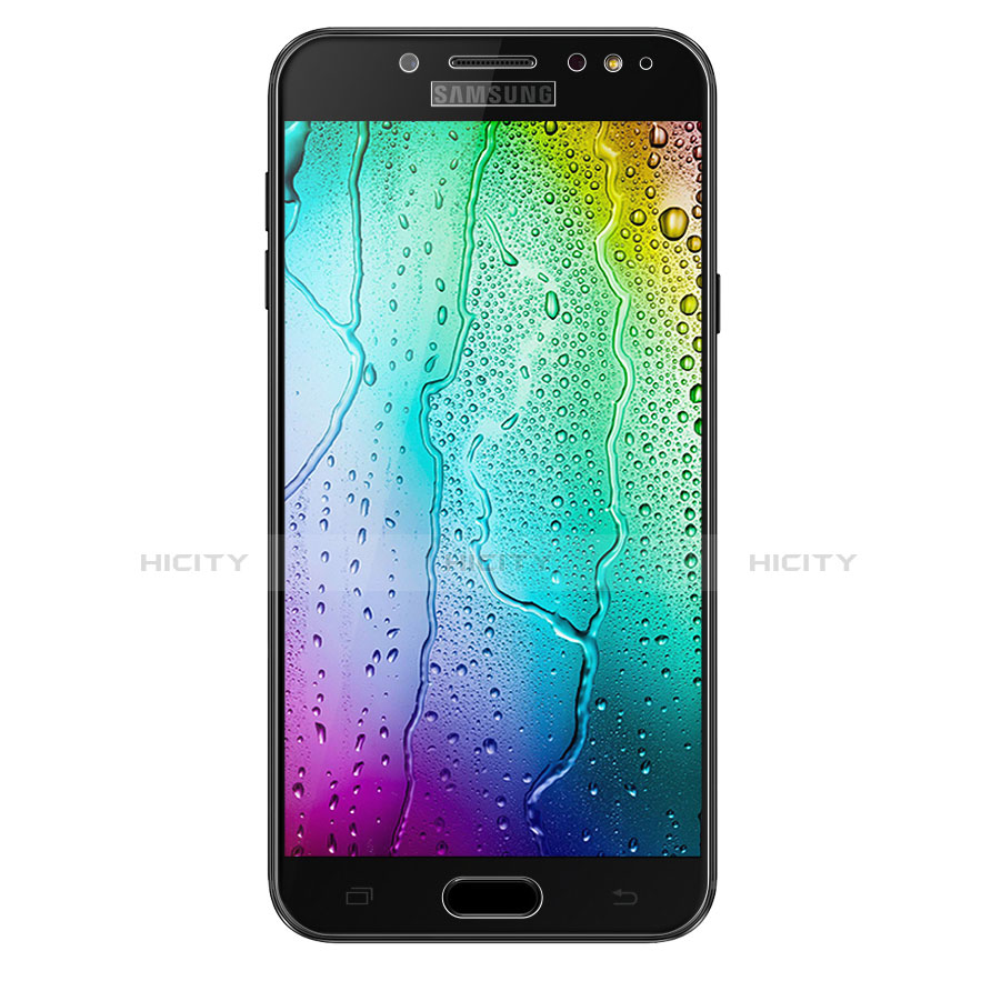 Schutzfolie Full Coverage Displayschutzfolie Panzerfolie Skins zum Aufkleben Gehärtetes Glas Glasfolie F02 für Samsung Galaxy C7 (2017) Schwarz