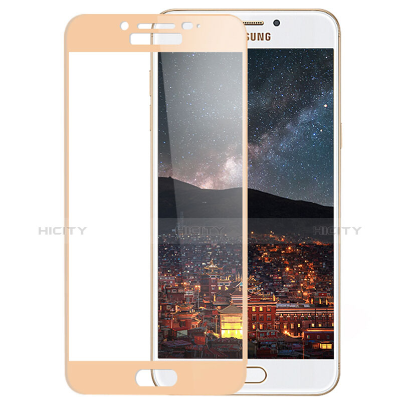 Schutzfolie Full Coverage Displayschutzfolie Panzerfolie Skins zum Aufkleben Gehärtetes Glas Glasfolie F02 für Samsung Galaxy C7 Pro C7010 Gold