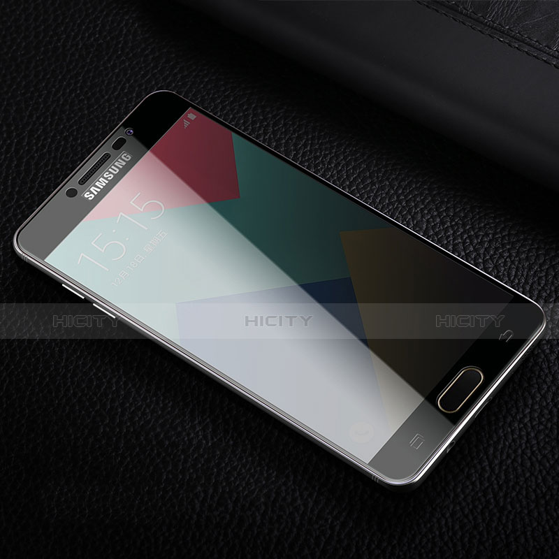 Schutzfolie Full Coverage Displayschutzfolie Panzerfolie Skins zum Aufkleben Gehärtetes Glas Glasfolie F02 für Samsung Galaxy C9 Pro C9000 Schwarz