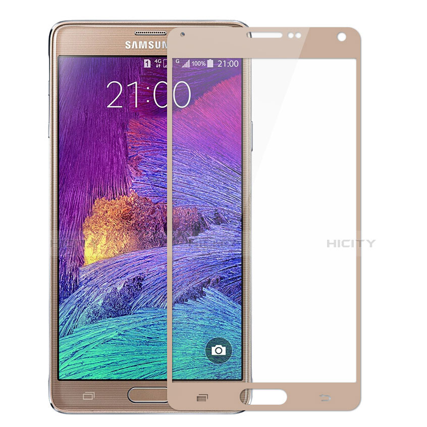 Schutzfolie Full Coverage Displayschutzfolie Panzerfolie Skins zum Aufkleben Gehärtetes Glas Glasfolie F02 für Samsung Galaxy Note 4 SM-N910F Gold