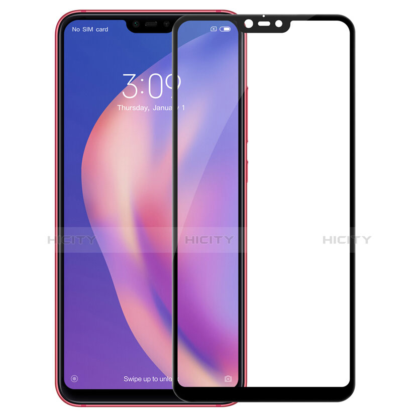 Schutzfolie Full Coverage Displayschutzfolie Panzerfolie Skins zum Aufkleben Gehärtetes Glas Glasfolie F02 für Xiaomi Mi 8 Lite Schwarz