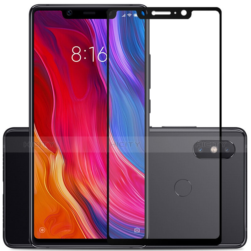 Schutzfolie Full Coverage Displayschutzfolie Panzerfolie Skins zum Aufkleben Gehärtetes Glas Glasfolie F02 für Xiaomi Mi 8 SE Schwarz