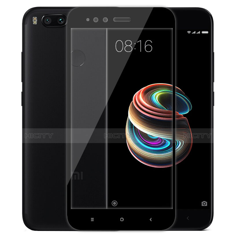 Schutzfolie Full Coverage Displayschutzfolie Panzerfolie Skins zum Aufkleben Gehärtetes Glas Glasfolie F02 für Xiaomi Mi A1 Schwarz