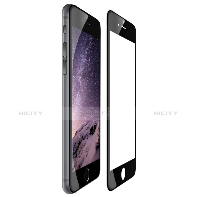 Schutzfolie Full Coverage Displayschutzfolie Panzerfolie Skins zum Aufkleben Gehärtetes Glas Glasfolie F03 für Apple iPhone 6 Plus Schwarz