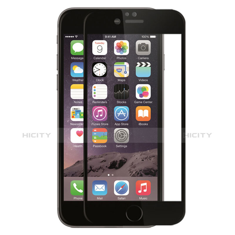 Schutzfolie Full Coverage Displayschutzfolie Panzerfolie Skins zum Aufkleben Gehärtetes Glas Glasfolie F03 für Apple iPhone 6 Plus Schwarz