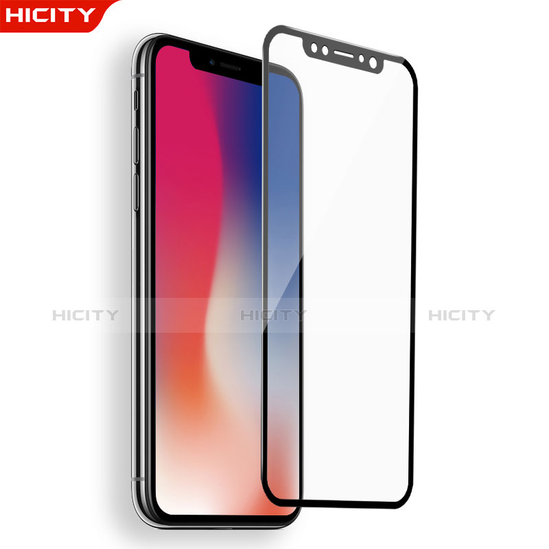 Schutzfolie Full Coverage Displayschutzfolie Panzerfolie Skins zum Aufkleben Gehärtetes Glas Glasfolie F03 für Apple iPhone Xs Max Schwarz