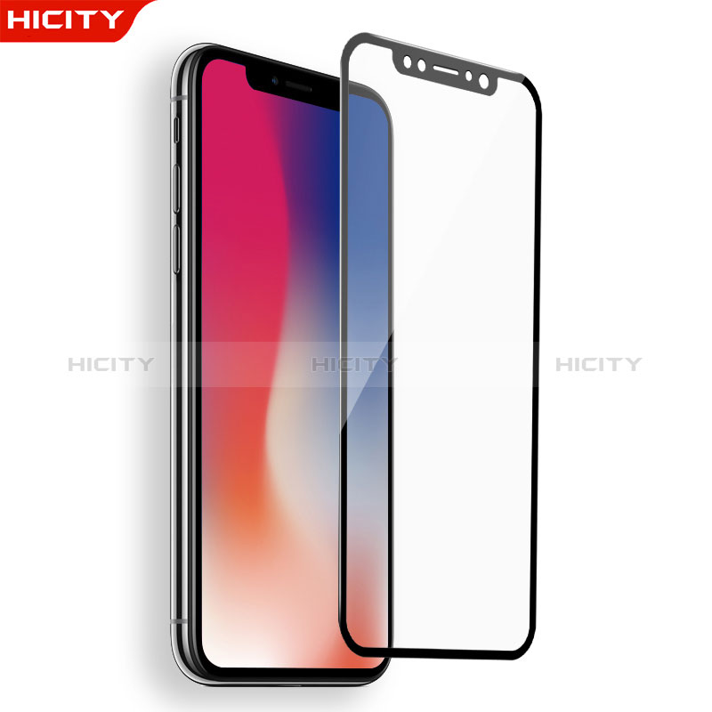 Schutzfolie Full Coverage Displayschutzfolie Panzerfolie Skins zum Aufkleben Gehärtetes Glas Glasfolie F03 für Apple iPhone Xs Schwarz