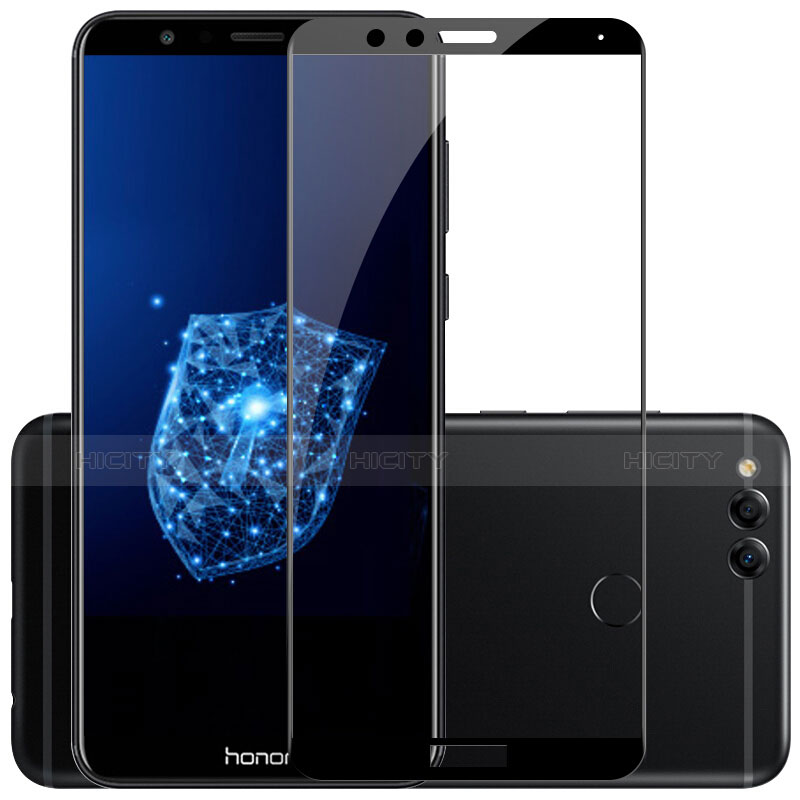 Schutzfolie Full Coverage Displayschutzfolie Panzerfolie Skins zum Aufkleben Gehärtetes Glas Glasfolie F03 für Huawei Honor 7X Schwarz groß