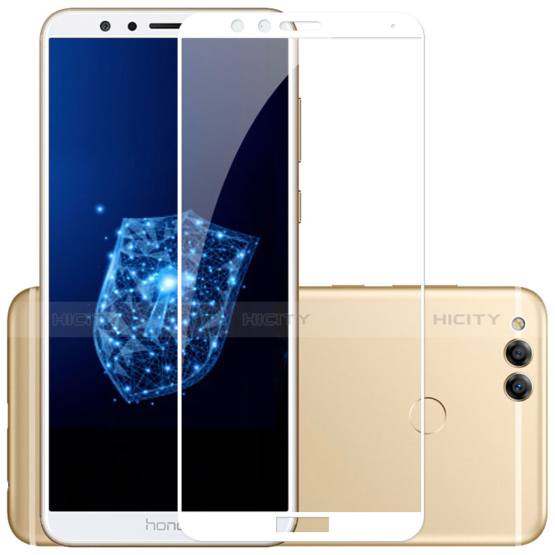 Schutzfolie Full Coverage Displayschutzfolie Panzerfolie Skins zum Aufkleben Gehärtetes Glas Glasfolie F03 für Huawei Honor 7X Weiß groß