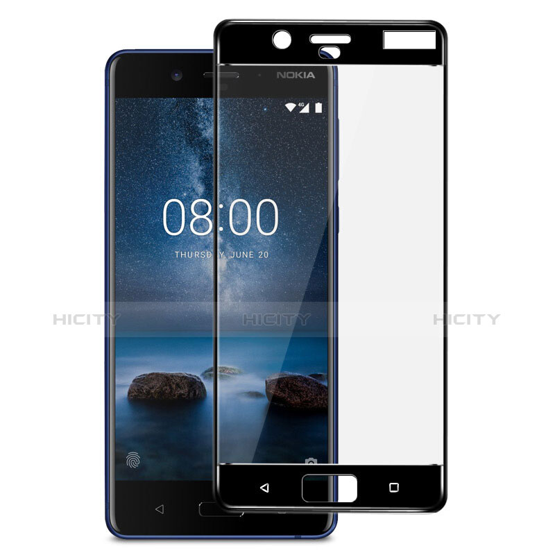 Schutzfolie Full Coverage Displayschutzfolie Panzerfolie Skins zum Aufkleben Gehärtetes Glas Glasfolie F03 für Nokia 8 Schwarz