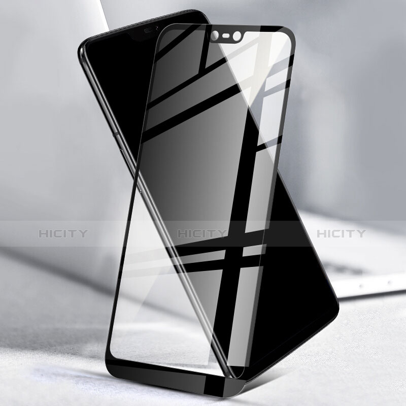 Schutzfolie Full Coverage Displayschutzfolie Panzerfolie Skins zum Aufkleben Gehärtetes Glas Glasfolie F03 für OnePlus 6 Schwarz