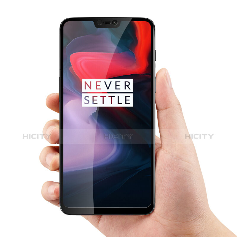 Schutzfolie Full Coverage Displayschutzfolie Panzerfolie Skins zum Aufkleben Gehärtetes Glas Glasfolie F03 für OnePlus 6 Schwarz