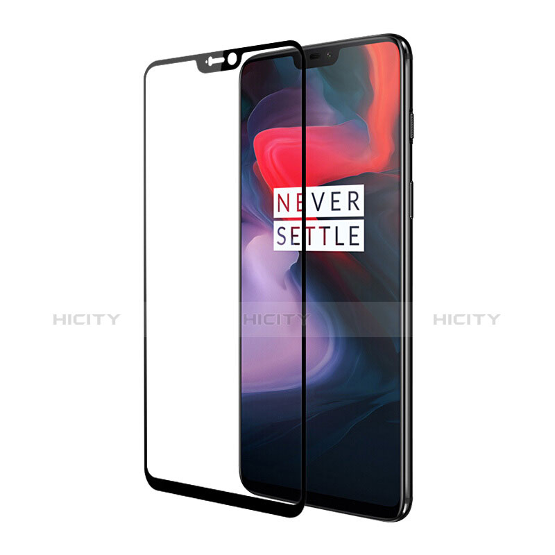 Schutzfolie Full Coverage Displayschutzfolie Panzerfolie Skins zum Aufkleben Gehärtetes Glas Glasfolie F03 für OnePlus 6 Schwarz