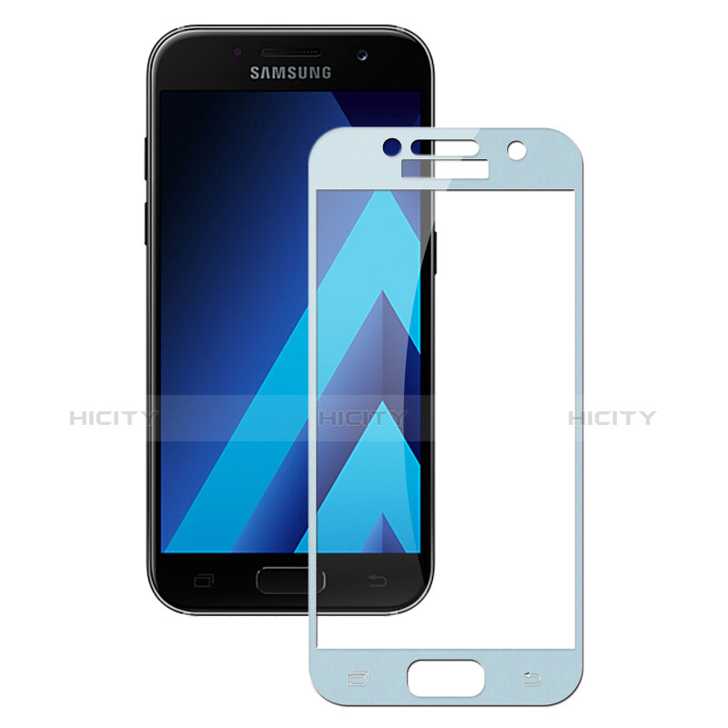 Schutzfolie Full Coverage Displayschutzfolie Panzerfolie Skins zum Aufkleben Gehärtetes Glas Glasfolie F03 für Samsung Galaxy A3 (2017) SM-A320F Blau