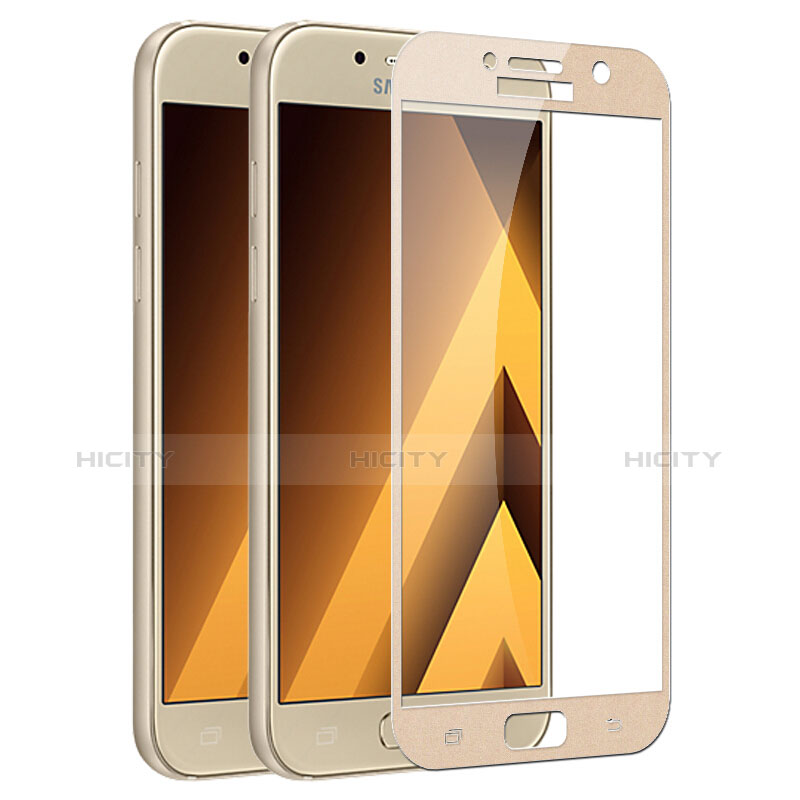 Schutzfolie Full Coverage Displayschutzfolie Panzerfolie Skins zum Aufkleben Gehärtetes Glas Glasfolie F03 für Samsung Galaxy A3 (2017) SM-A320F Gold