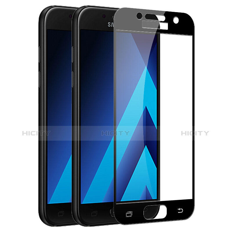 Schutzfolie Full Coverage Displayschutzfolie Panzerfolie Skins zum Aufkleben Gehärtetes Glas Glasfolie F03 für Samsung Galaxy A3 (2017) SM-A320F Schwarz