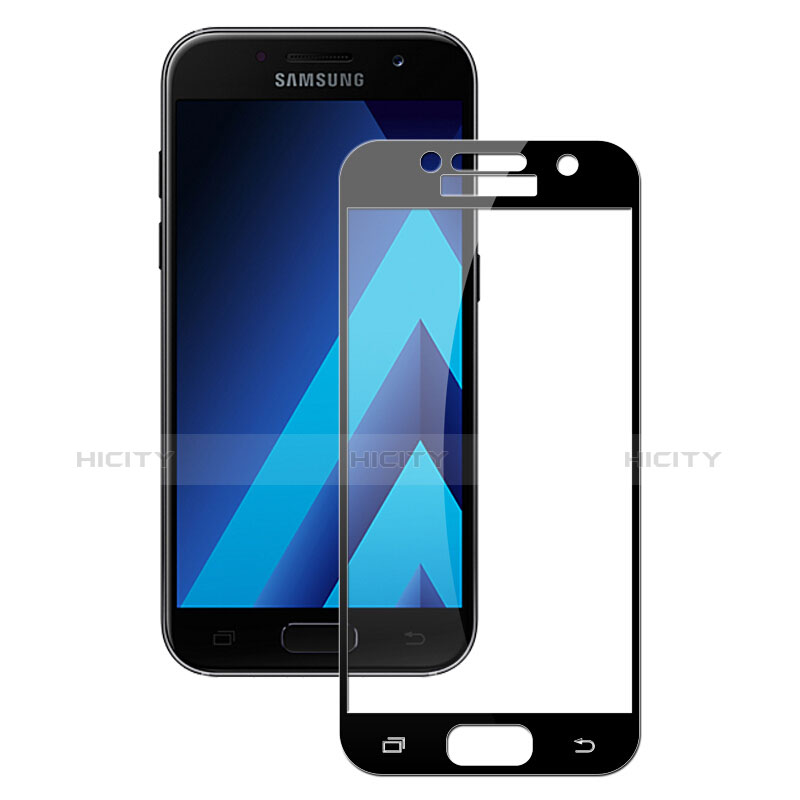 Schutzfolie Full Coverage Displayschutzfolie Panzerfolie Skins zum Aufkleben Gehärtetes Glas Glasfolie F03 für Samsung Galaxy A3 (2017) SM-A320F Schwarz