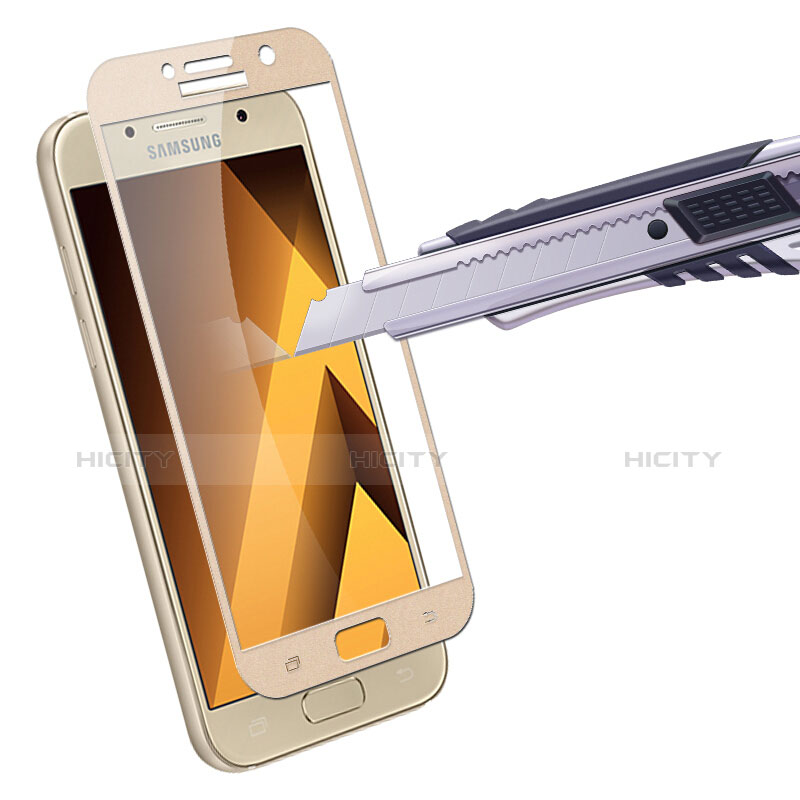 Schutzfolie Full Coverage Displayschutzfolie Panzerfolie Skins zum Aufkleben Gehärtetes Glas Glasfolie F03 für Samsung Galaxy A5 (2017) SM-A520F Gold