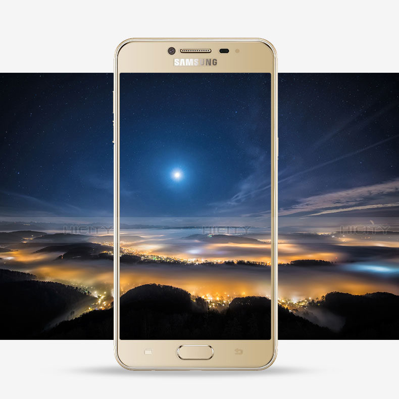 Schutzfolie Full Coverage Displayschutzfolie Panzerfolie Skins zum Aufkleben Gehärtetes Glas Glasfolie F03 für Samsung Galaxy C7 Pro C7010 Gold groß