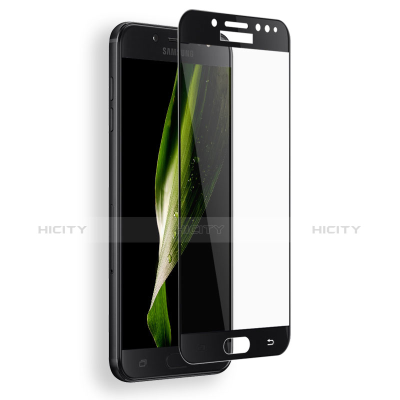 Schutzfolie Full Coverage Displayschutzfolie Panzerfolie Skins zum Aufkleben Gehärtetes Glas Glasfolie F03 für Samsung Galaxy C8 C710F Schwarz Plus