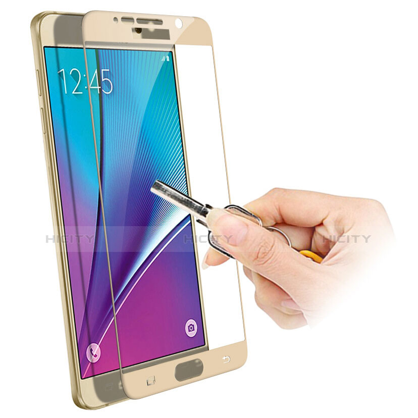 Schutzfolie Full Coverage Displayschutzfolie Panzerfolie Skins zum Aufkleben Gehärtetes Glas Glasfolie F03 für Samsung Galaxy Note 5 N9200 N920 N920F Gold