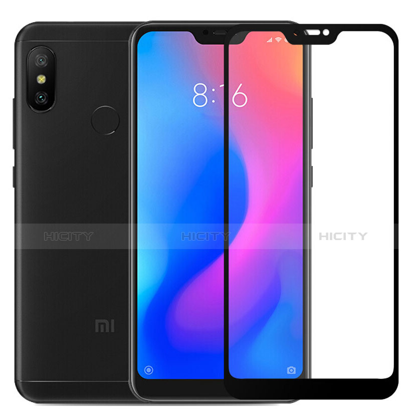 Schutzfolie Full Coverage Displayschutzfolie Panzerfolie Skins zum Aufkleben Gehärtetes Glas Glasfolie F03 für Xiaomi Redmi 6 Pro Schwarz