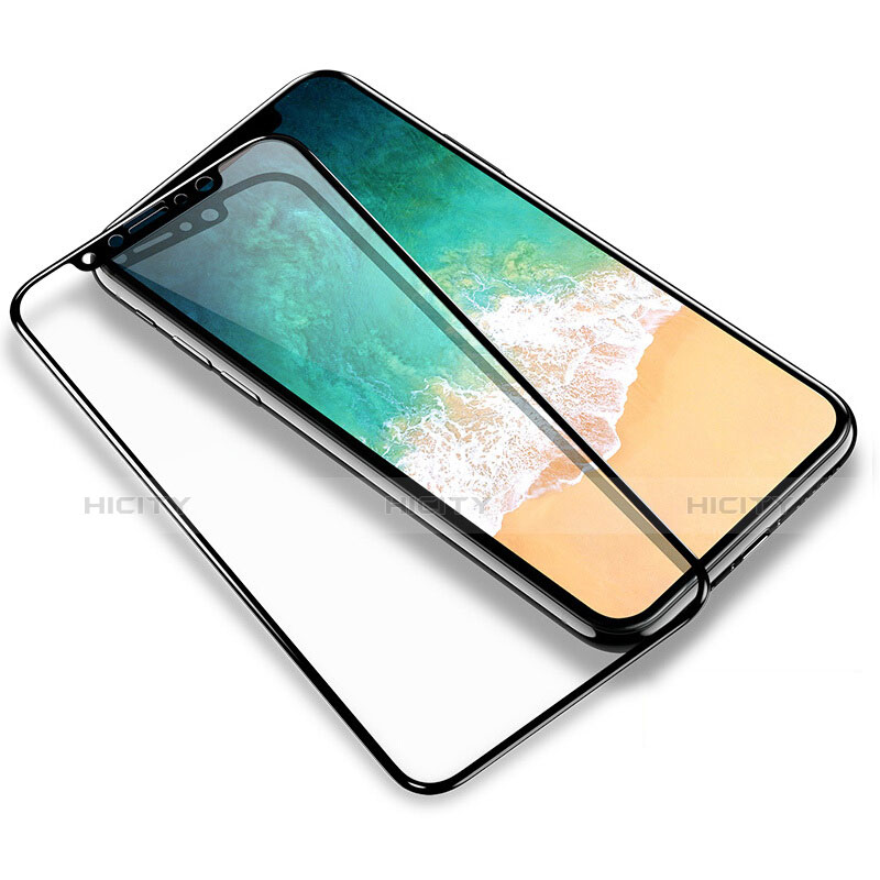 Schutzfolie Full Coverage Displayschutzfolie Panzerfolie Skins zum Aufkleben Gehärtetes Glas Glasfolie F04 für Apple iPhone Xs Max Schwarz