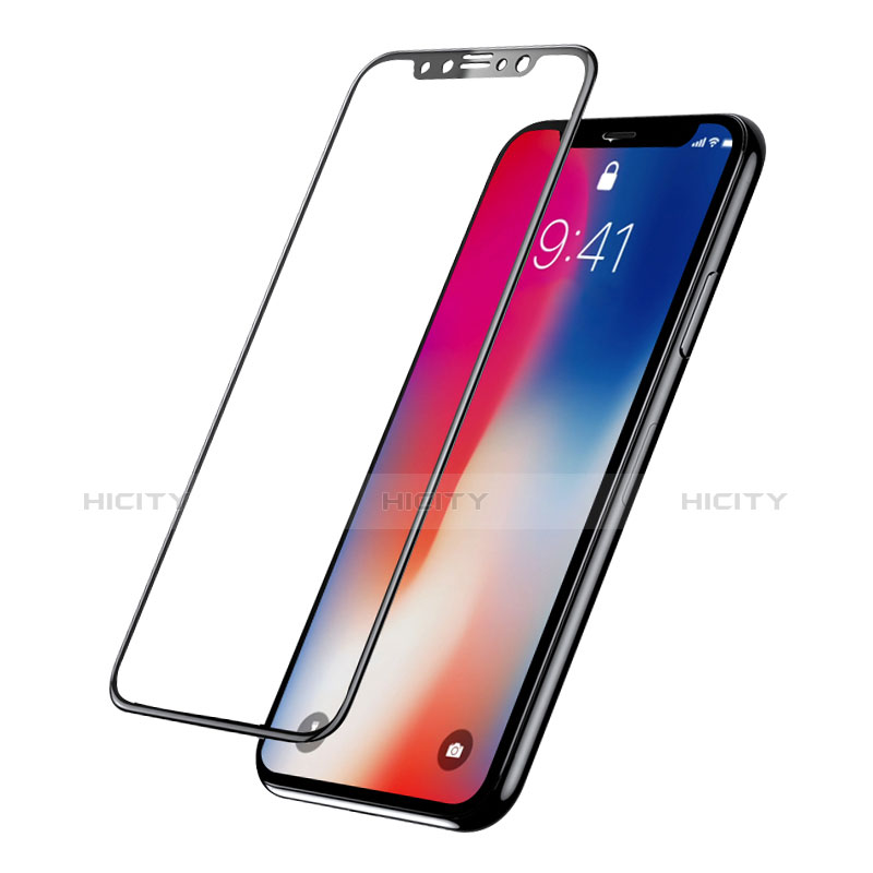 Schutzfolie Full Coverage Displayschutzfolie Panzerfolie Skins zum Aufkleben Gehärtetes Glas Glasfolie F04 für Apple iPhone Xs Max Schwarz