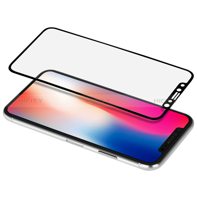 Schutzfolie Full Coverage Displayschutzfolie Panzerfolie Skins zum Aufkleben Gehärtetes Glas Glasfolie F04 für Apple iPhone Xs Schwarz