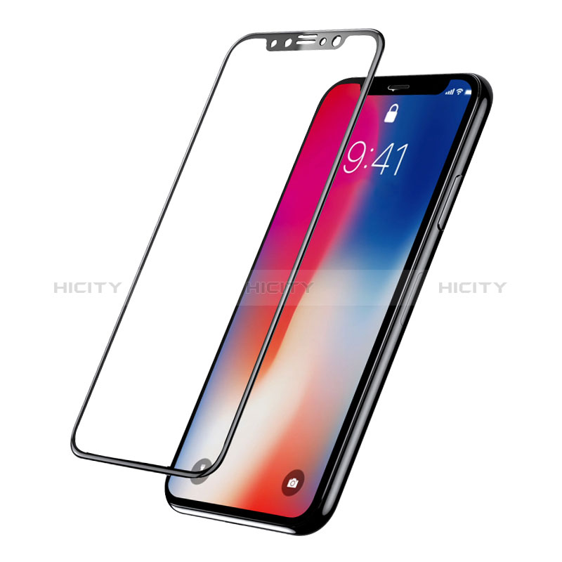 Schutzfolie Full Coverage Displayschutzfolie Panzerfolie Skins zum Aufkleben Gehärtetes Glas Glasfolie F04 für Apple iPhone Xs Schwarz