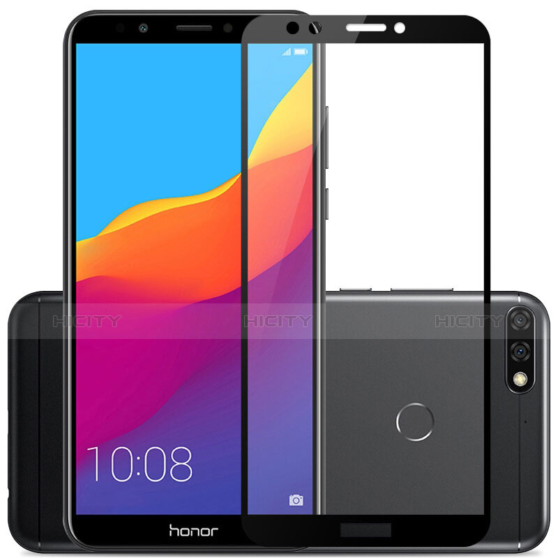 Schutzfolie Full Coverage Displayschutzfolie Panzerfolie Skins zum Aufkleben Gehärtetes Glas Glasfolie F04 für Huawei Honor 7C Schwarz