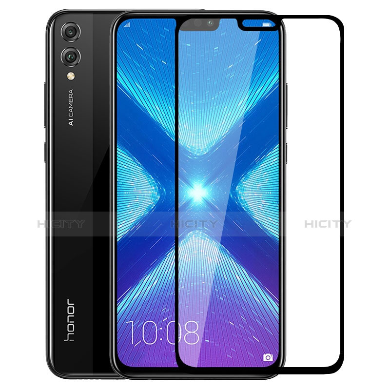 Schutzfolie Full Coverage Displayschutzfolie Panzerfolie Skins zum Aufkleben Gehärtetes Glas Glasfolie F04 für Huawei Honor 8X Schwarz