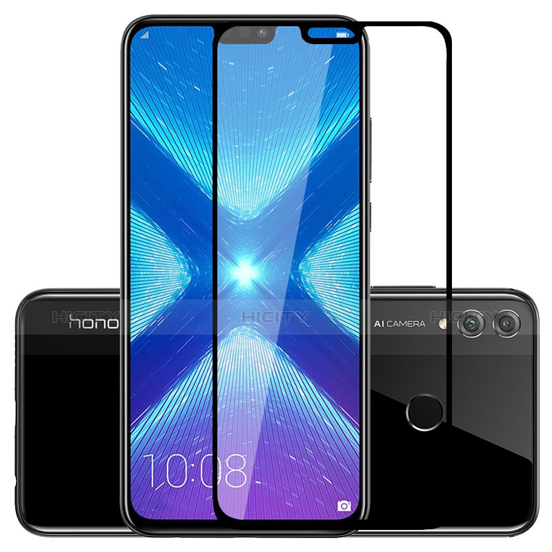 Schutzfolie Full Coverage Displayschutzfolie Panzerfolie Skins zum Aufkleben Gehärtetes Glas Glasfolie F04 für Huawei Honor 8X Schwarz