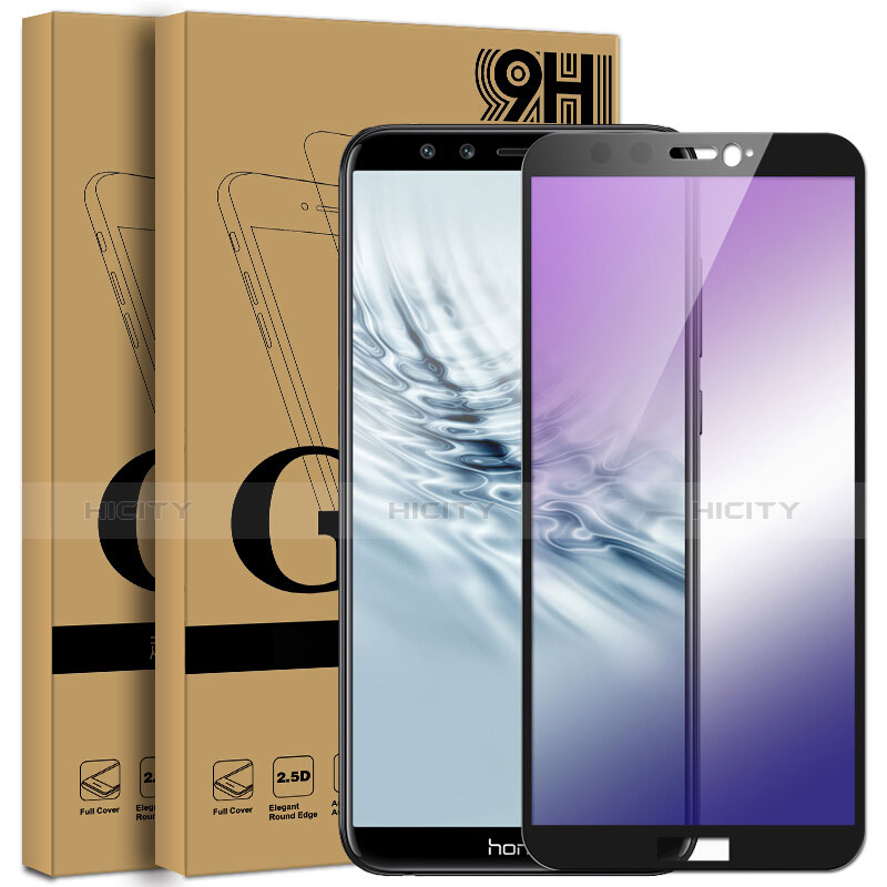 Schutzfolie Full Coverage Displayschutzfolie Panzerfolie Skins zum Aufkleben Gehärtetes Glas Glasfolie F04 für Huawei Honor 9 Lite Schwarz