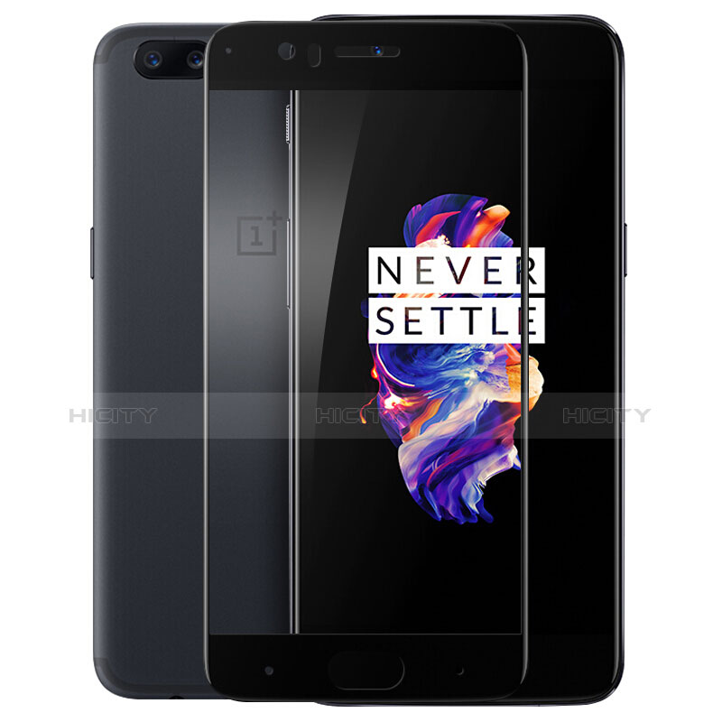 Schutzfolie Full Coverage Displayschutzfolie Panzerfolie Skins zum Aufkleben Gehärtetes Glas Glasfolie F04 für OnePlus 5 Schwarz