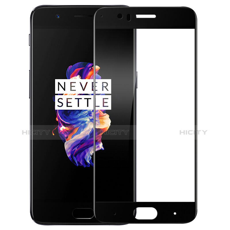 Schutzfolie Full Coverage Displayschutzfolie Panzerfolie Skins zum Aufkleben Gehärtetes Glas Glasfolie F04 für OnePlus 5 Schwarz