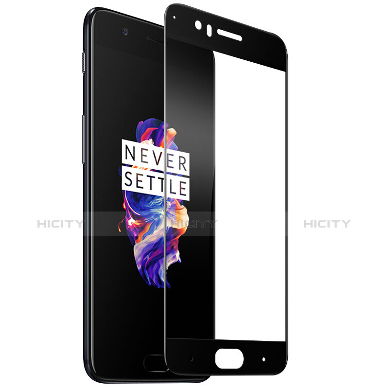 Schutzfolie Full Coverage Displayschutzfolie Panzerfolie Skins zum Aufkleben Gehärtetes Glas Glasfolie F04 für OnePlus 5 Schwarz